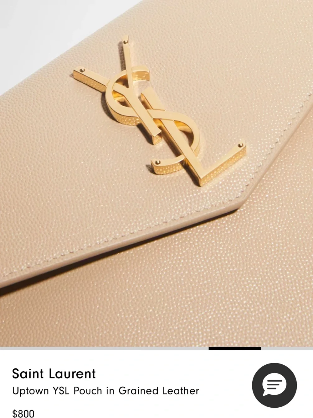 Saint Laurent Beige Envelope YSL Leather Clutch with Gold Logo